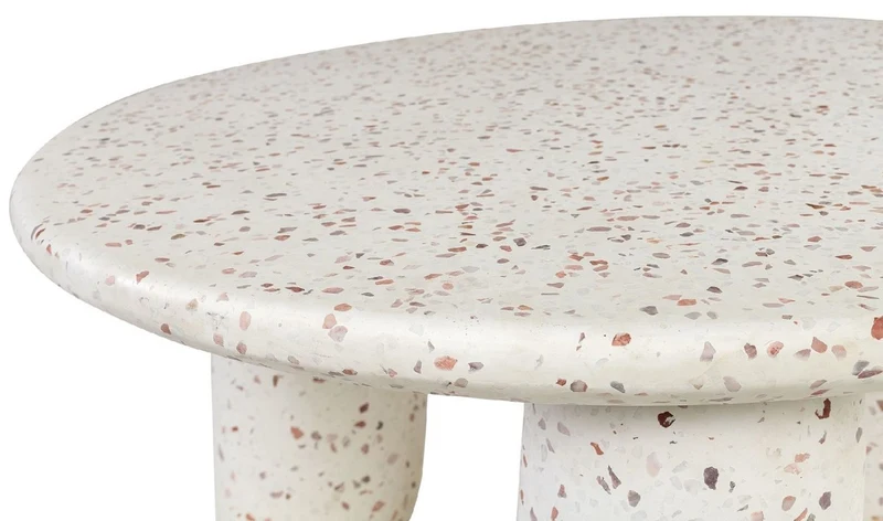 Casa Padrino Luxus Couchtisch Weiß Ø 80 x H. 40 cm - Runder Terrazzo Naturstein Wohnzimmertisch - Wohnzimmer Möbel - Naturstein Möbel - Luxus Möbel - Luxus Einrichtung