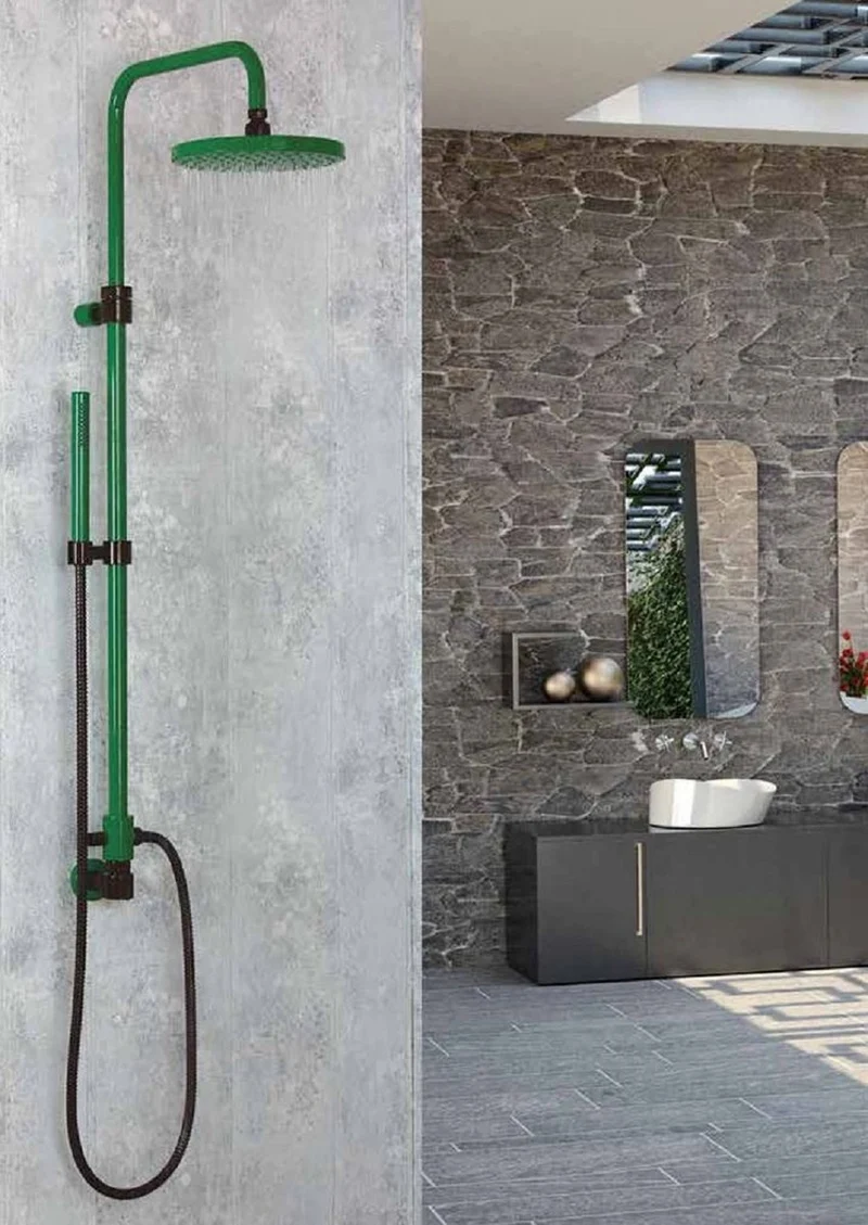 Casa Padrino Luxus Badezimmer Duschgarnitur Grün / Schwarz - Made in Italy
