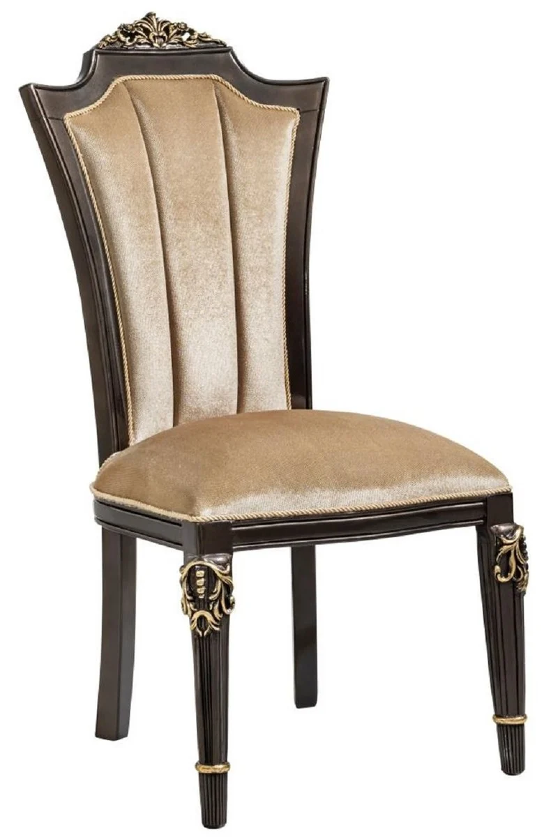 Casa Padrino Luxus Barock Esszimmer Stuhl Hellbraun H. 115 cm - Barock Möbel
