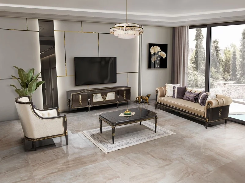 Casa Padrino Luxus Barock Wohnzimmer Sessel Creme / Dunkelbraun / Gold - Barock Möbel