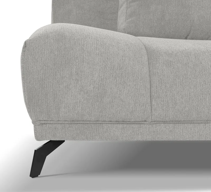 Felipe Ecksofa mit Schlaffunktion, L-Form, rechtsseitig, mit Stauraum, hellgrauer hydrophober Chenillestoff