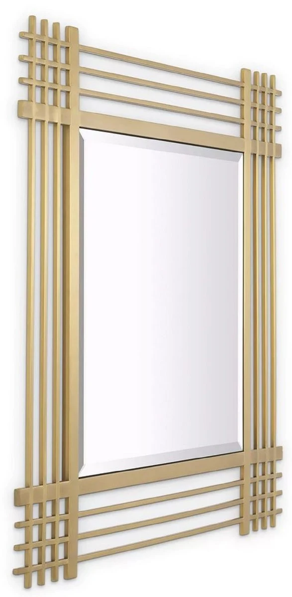 Casa Padrino Luxus Edelstahl Wandspiegel Messingfarben 100 x 3 x H. 100 cm - Wohnzimmer Spiegel - Schlafzimmer Spiegel - Garderoben Spiegel - Luxus Möbel