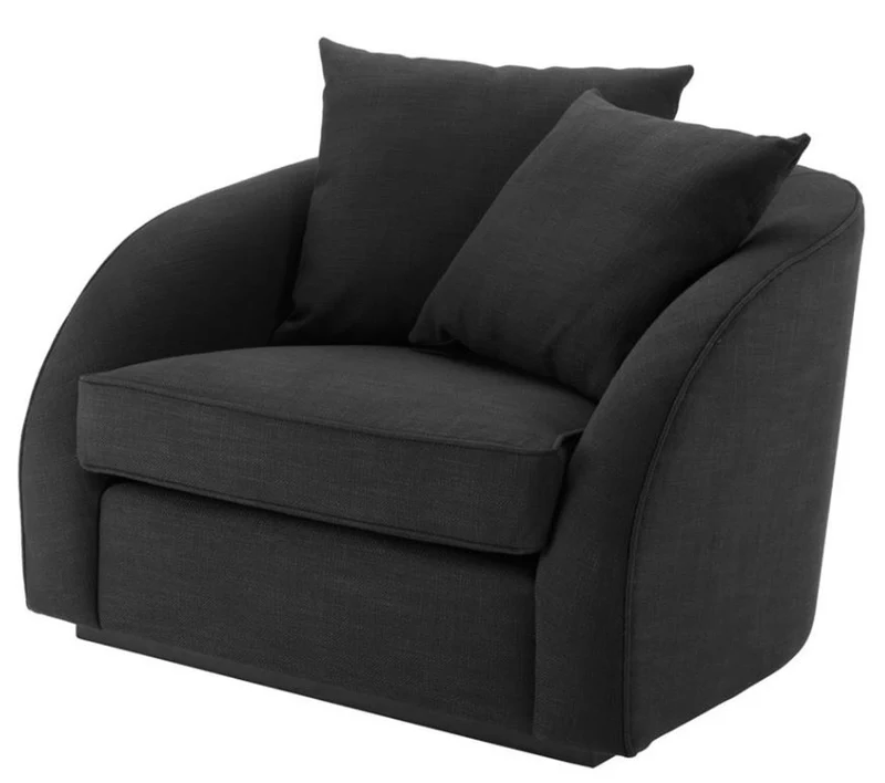 Casa Padrino Luxus Hotel Salon Sessel Schwarz 101 x 91 x H. 72 cm - Wohnzimmer Möbel