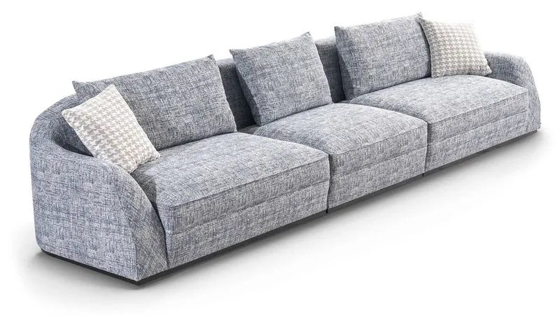 Casa Padrino Luxus Sofa Blau / Grau / Schwarz 308 x 106 x H. 83 cm - Wohnzimmer Sofa - Hotel Sofa - Wohnzimmer Möbel - Wohnzimmer Einrichtung - Hotel Möbel - Luxus Möbel - Luxus Einrichtung