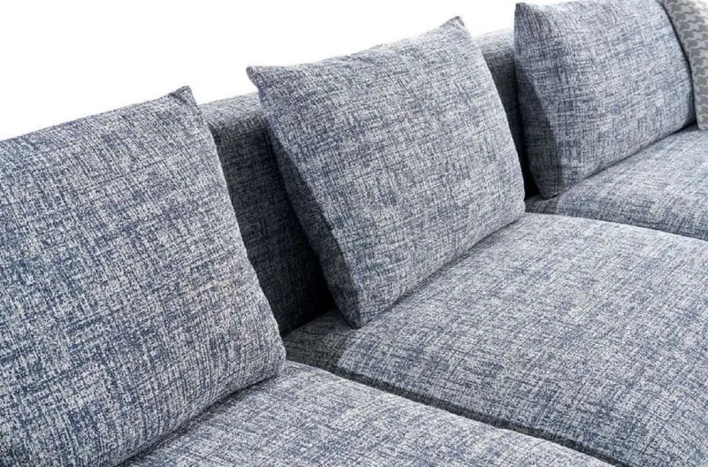 Casa Padrino Luxus Sofa Blau / Grau / Schwarz 308 x 106 x H. 83 cm - Wohnzimmer Sofa - Hotel Sofa - Wohnzimmer Möbel - Wohnzimmer Einrichtung - Hotel Möbel - Luxus Möbel - Luxus Einrichtung