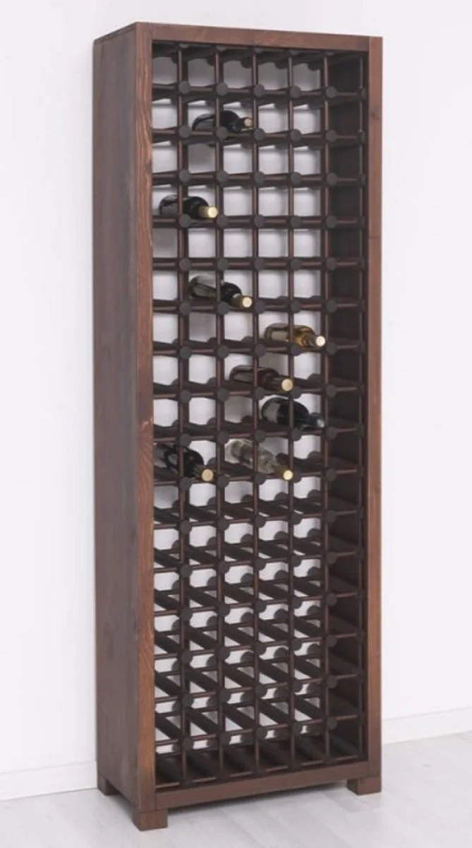Casa Padrino Landhausstil Massivholz Weinschrank Braun / Schwarz 68 x 35 x H. 200 cm - Massivholz Weinregal im Landhausstil - Massivholz Bar Möbel - Landhausstil Bar Möbel