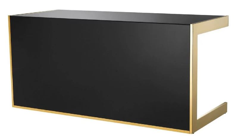 Casa Padrino Luxus Schreibtisch Schwarz / Gold 160,5 x 65 x H. 75,5 cm - Luxus Möbel - Büromöbel