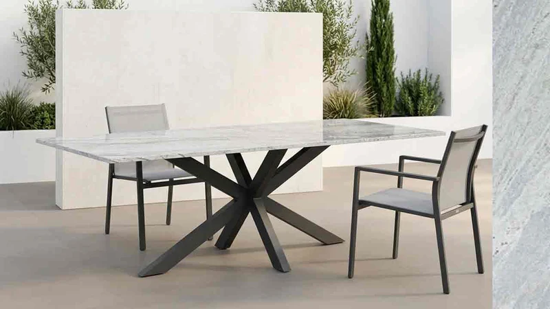 Gartentisch LUMU mit Sirius White Granitplatte