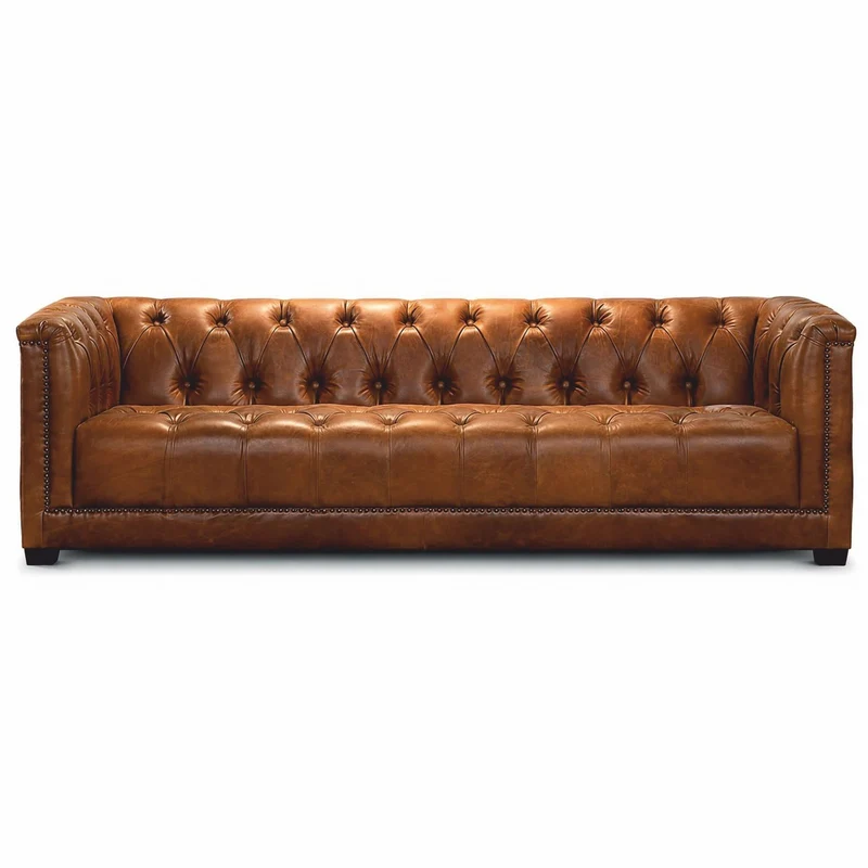 Casa Padrino Luxus Chesterfield Echtleder 3er Sofa Vintage Braun 203 cm
