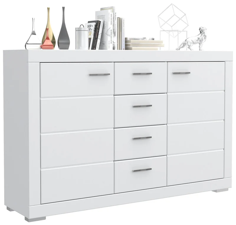 Sideboard SNOW Anrichte Weiß 2 Türen, 4 Schubladen