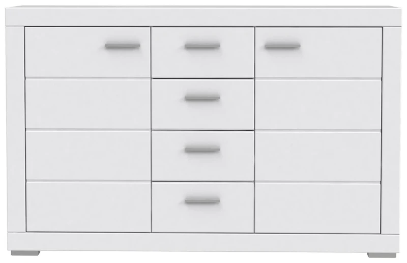 Sideboard SNOW Anrichte Weiß 2 Türen, 4 Schubladen