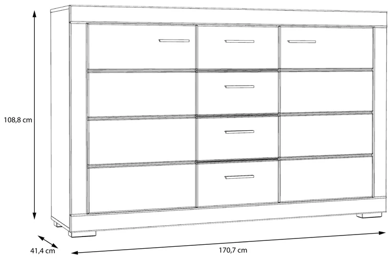 Sideboard SNOW Anrichte Weiß 2 Türen, 4 Schubladen