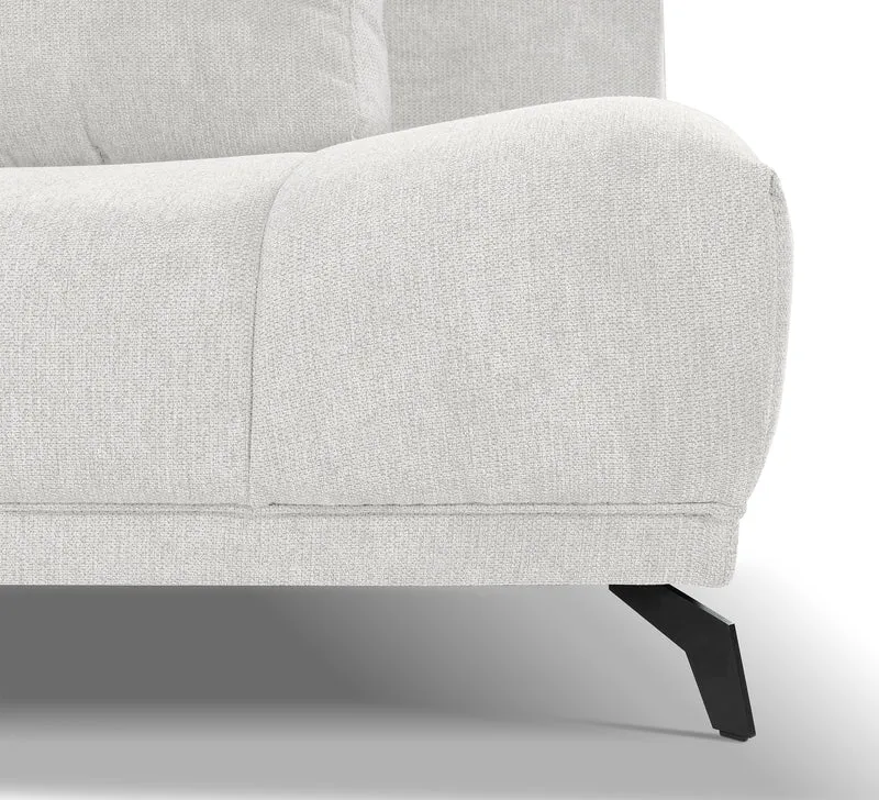 Ecksofa mit Schlaffunktion Felipe, L-förmig, linksseitig, mit Stauraum, weißer hydrophober Chenille-Bezug