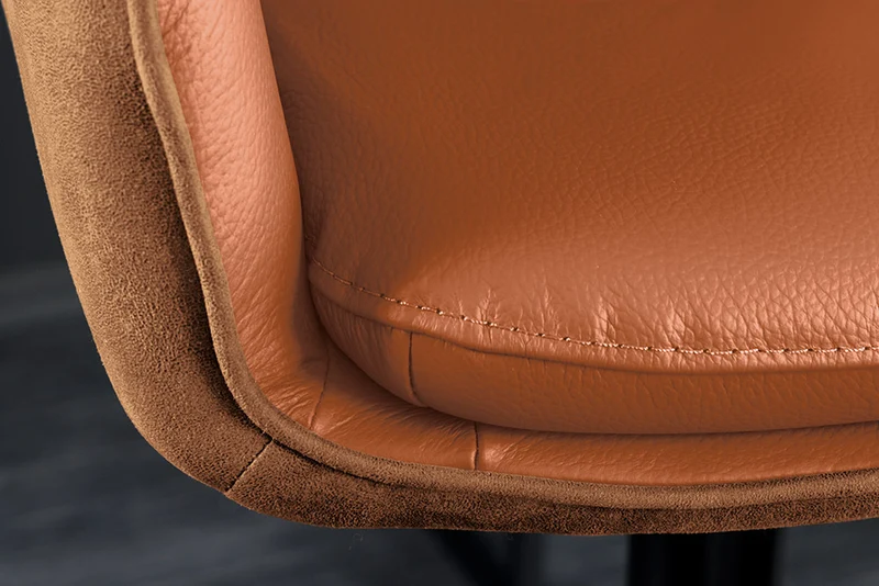 Echtleder Barstuhl CHARLES cognac höhenverstellbar drehbar Armlehnen