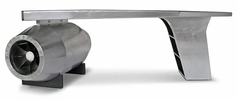Casa Padrino Vintage Flieger Schreibtisch Silber 230 x 120 x H. 80 cm - Aluminium Flugzeug Design Bürotisch - Aluminium Flugzeug Büro Möbel