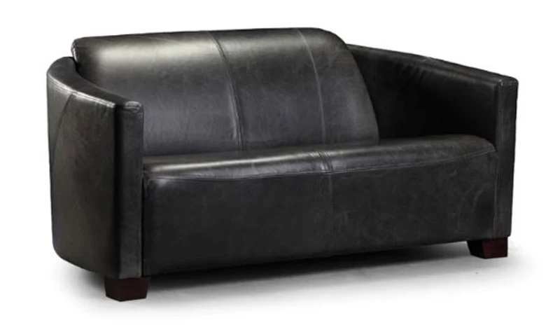 Casa Padrino Luxus Leder 2er Sofa Vintage Schwarz / Dunkelbraun 130 x 83 x H. 70 cm - Echtleder Wohnzimmer Sofa - Wohnzimmer Möbel - Luxus Kollektion