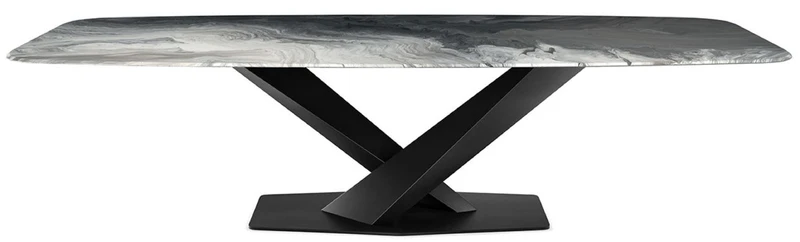 Casa Padrino Luxus Esstisch Mehrfarbig / Schwarz 300 x 120 x H. 75 cm - Moderner Esszimmertisch mit Glasplatte - Luxus Esszimmer Möbel - Luxus Qualität - Made in Italy