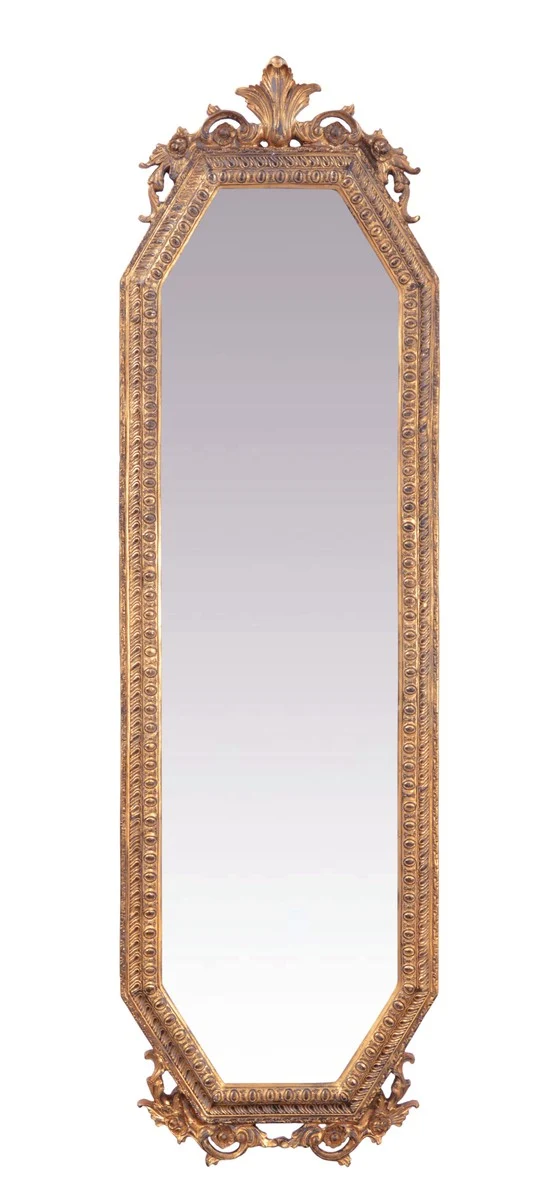 Casa Padrino Barock Wandspiegel Gold B 53 x H 183 cm - Edel & Prunkvoll