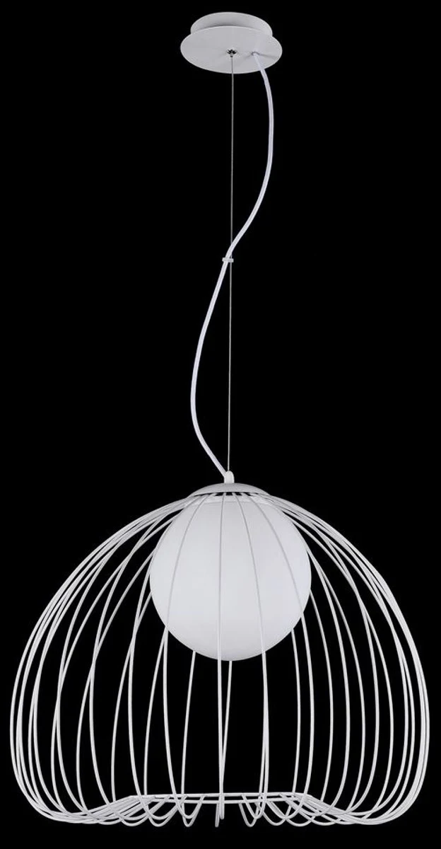 Casa Padrino Hängeleuchte Weiß Ø 50 x H. 41 cm - Leuchte aus geschwungenen Metallstäbchen