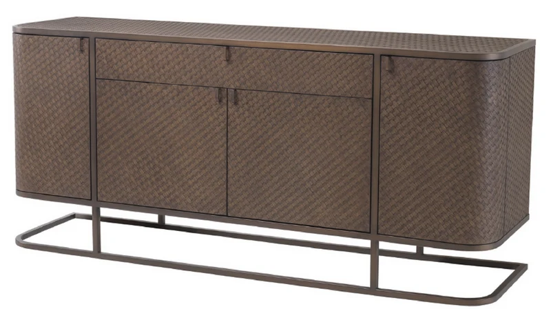 Casa Padrino Luxus Kommode mit 4 Türen und Schublade Braun / Bronze 170 x 46 x H. 75 cm - Luxus Qualität