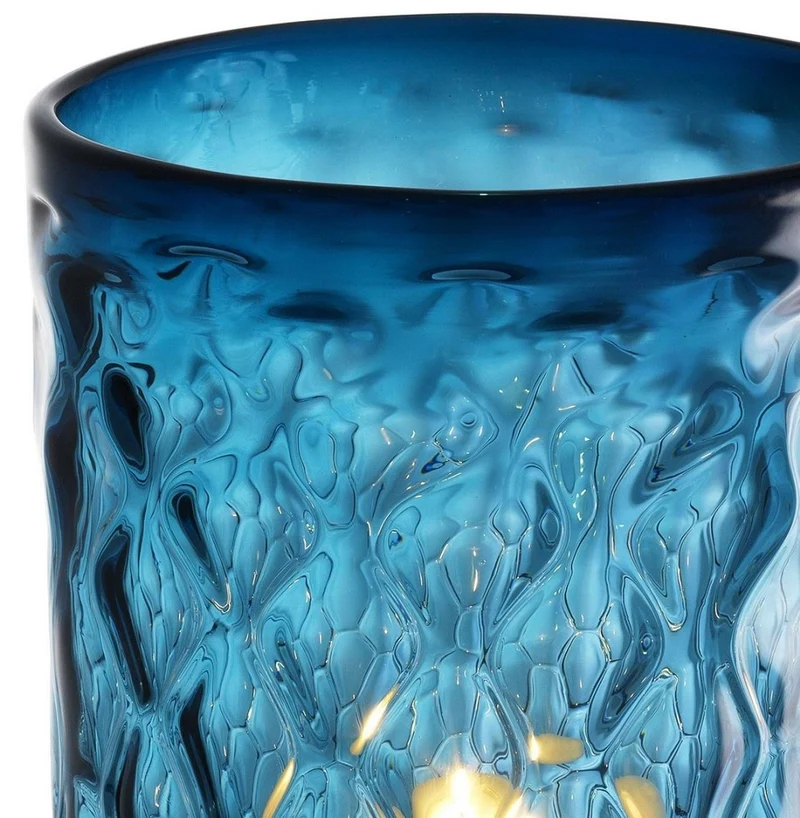 Casa Padrino Luxus Glas Kerzenleuchter Blau Ø 27 x H. 44 cm - Hotel & Restaurant Deko Accessoires