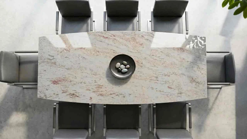 Terra Esstisch mit Ivory Cream Granit – Steinplatte Granit in Cremetönen