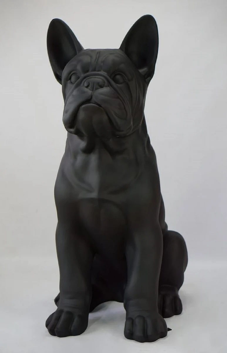 Casa Padrino XXL Deko Skulptur Hund Bulldogge Matt Schwarz H. 170 cm