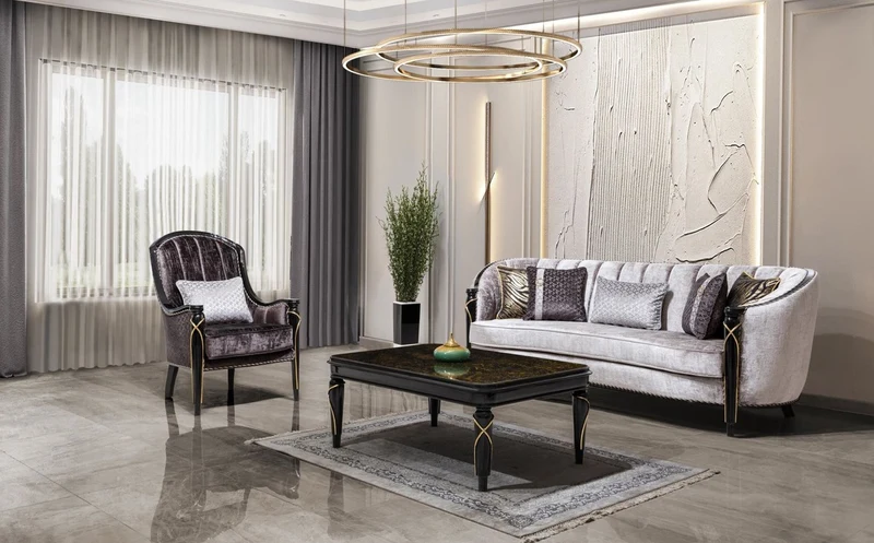 Casa Padrino Luxus Barock Sessel Lila / Schwarz / Gold H. 112 cm