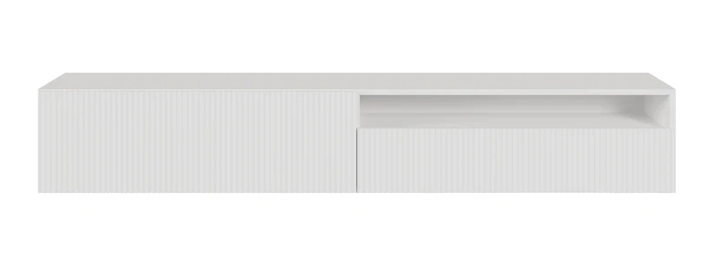 Hängender TV-Schrank Veldio mit gefräster Front und Nische, 175 cm, Weiß