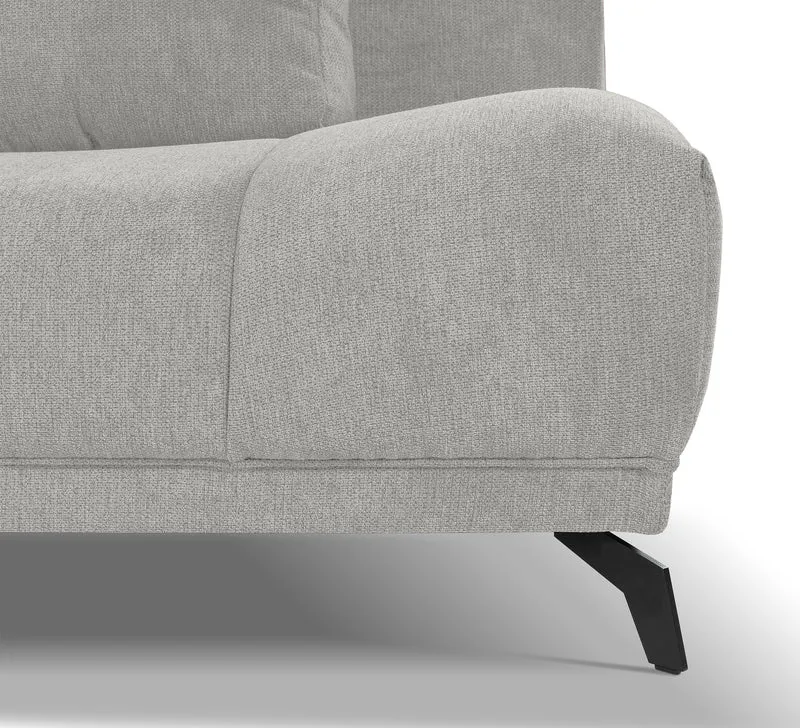Ecksofa mit Schlaffunktion Felipe L-förmig linksseitig mit Stauraum hellgrauer hydrophober Chenillestoff