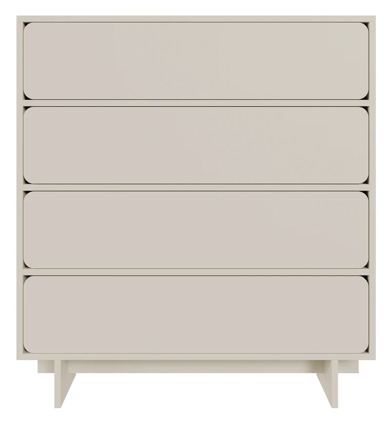 Vier­türige Kommode Wuwu mit vier Schubfächern, 200 cm, grau-beige
