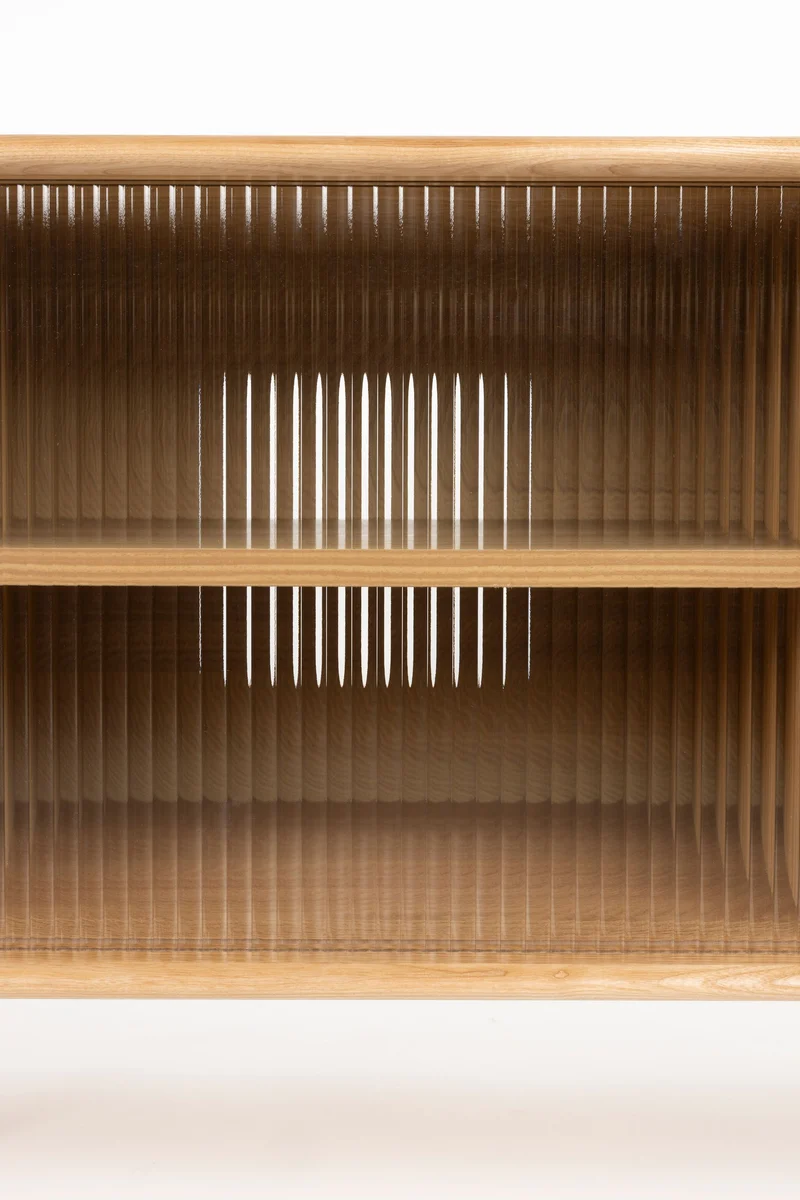 Sideboard Rise Large in Natural mit Eichenfurnier und runden Linien