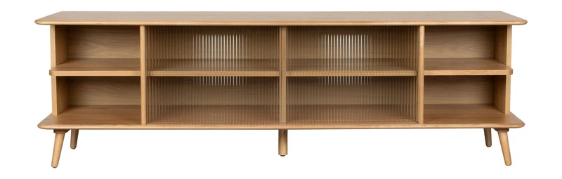 Sideboard Rise Large in Natural mit Eichenfurnier und runden Linien