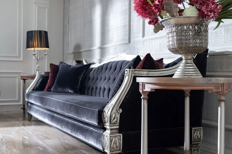 Casa Padrino Luxus Barock Wohnzimmer Sofa Lila / Silber - Prunkvolle Barock Wohnzimmer & Hotel Möbel