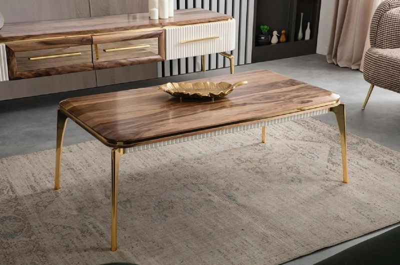 Casa Padrino Luxus Art Deco TV Schrank Braun / Weiß / Gold 235 x 48 x H. 48 cm - Wohnzimmer Sideboard mit 4 Schubladen - Art Deco Möbel - Wohnzimmer Möbel - Luxus Möbel