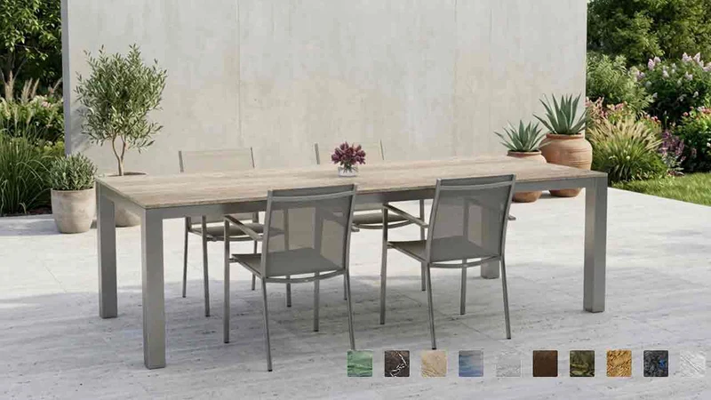 Gartentisch CAICOS mit Steinplatte aus Travertin Romano Classico online konfigurieren