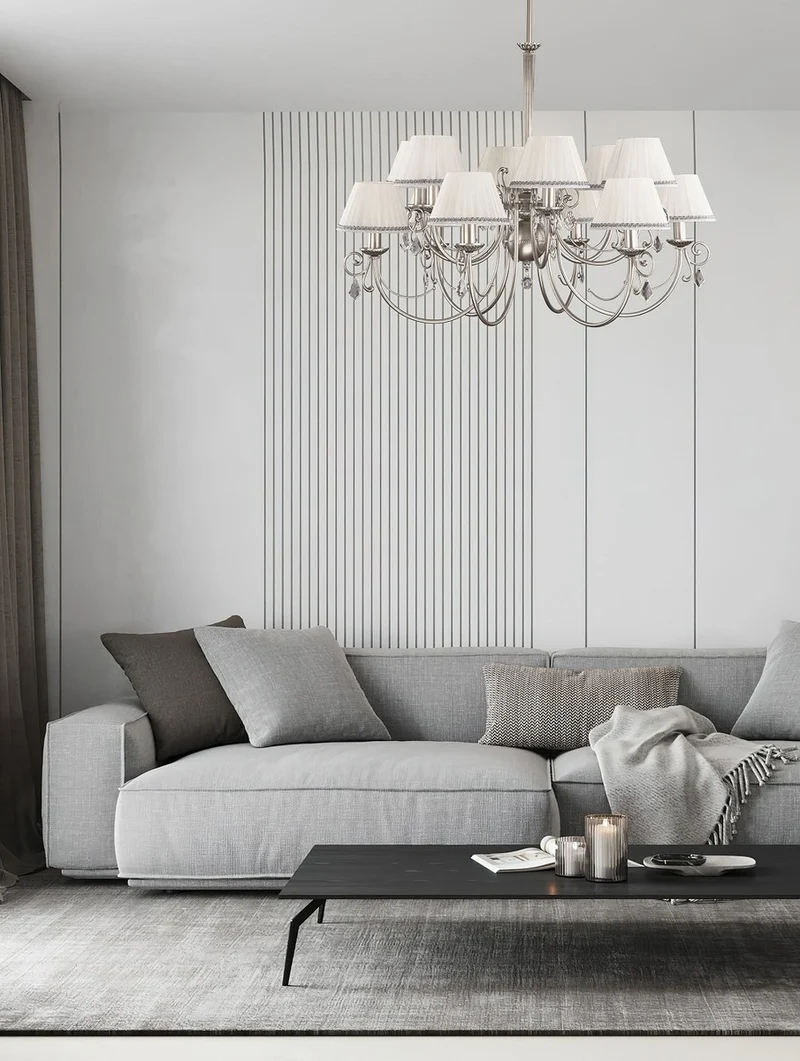 Casa Padrino Luxus Barock Kristall Kronleuchter Silber / Weiß Ø 90 cm