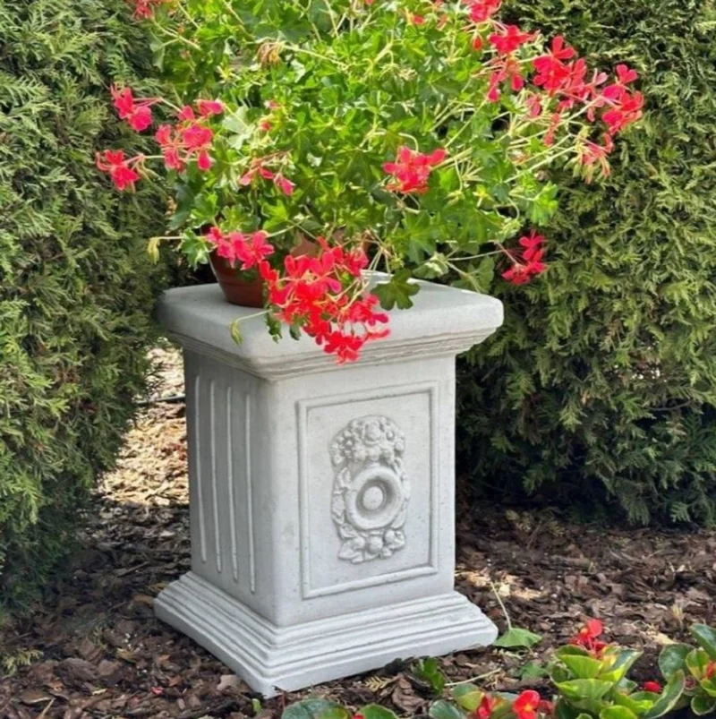 Casa Padrino Barock Garten Deko Stein Säule Grau H. 44 cm