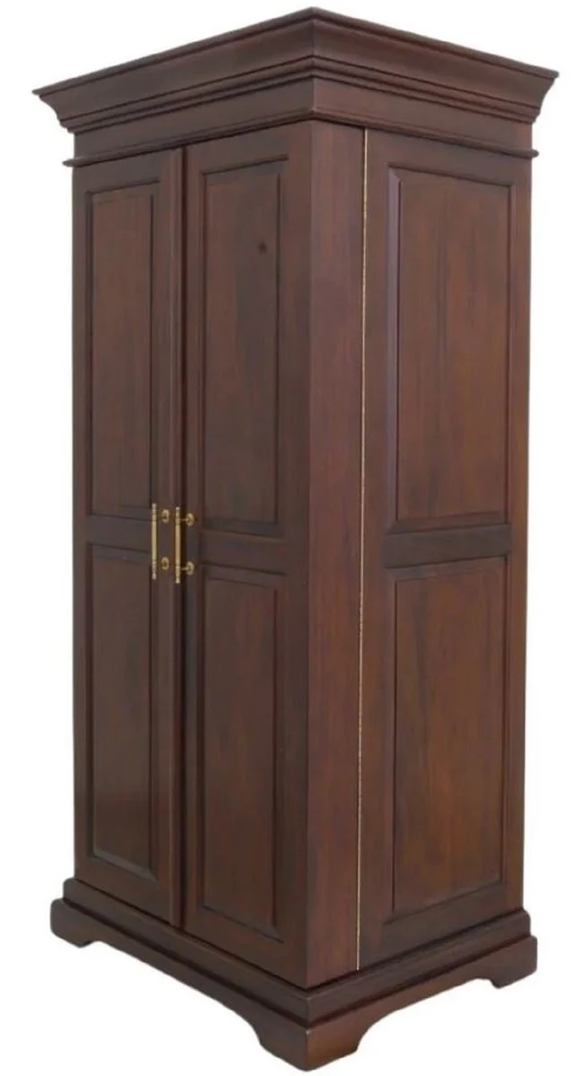 Casa Padrino Luxus Landhausstil Mahagoni Weinschrank mit 2 Türen Dunkelbraun / Messing 92 x 70 x H. 190 cm - Mahagoni Barschrank - Massivholz Schrank im Landhausstil - Landhausstil Bar Möbel