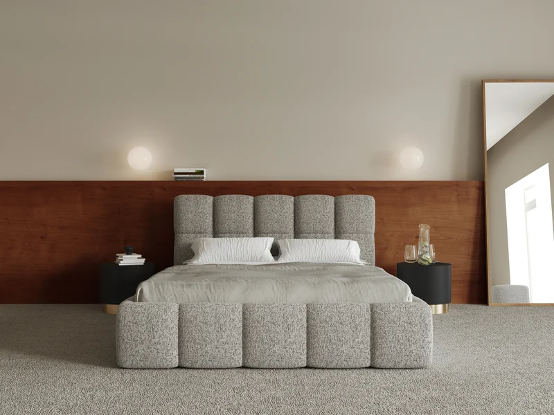 Polsterbett 160x200 cm Cloudy dunkelbeige gewebt mit Holzlattenrost
