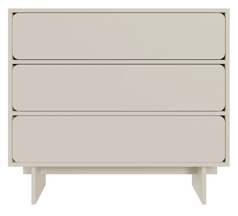 Kommode Wuwu mit drei Schubladen, 101 cm, grau-beige