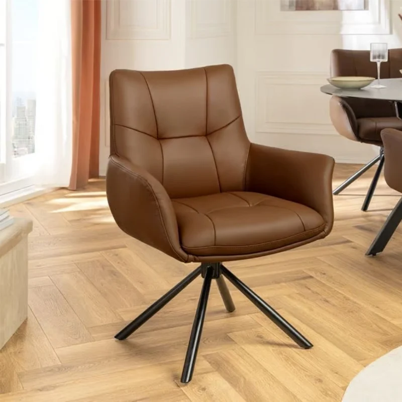 Drehbarer 360° Echtleder Stuhl SIGN cognac Federkern mit Armlehne