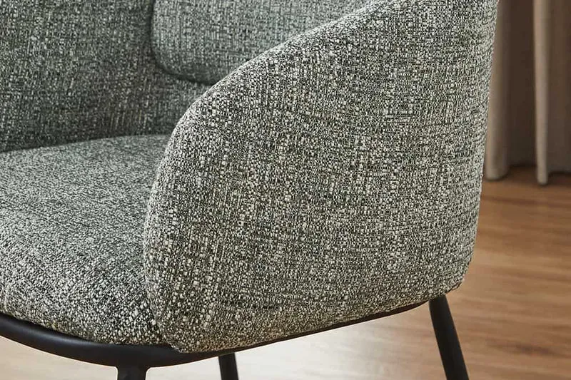 Eleganter Design Stuhl MADRID grau-grün Strukturstoff mit Armlehne