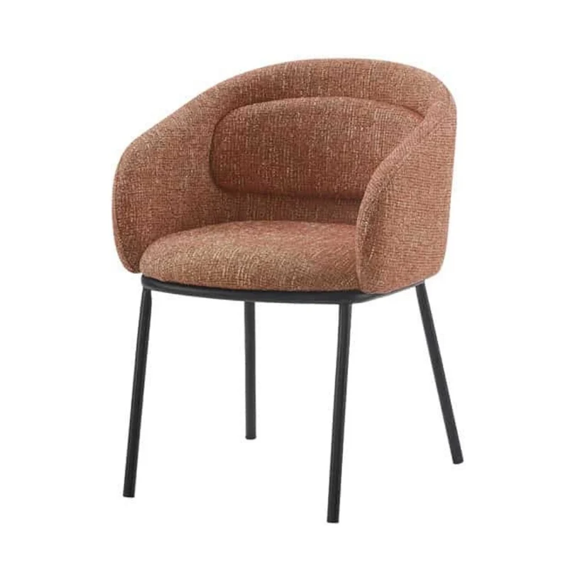 Eleganter Design Stuhl MADRID rostrot Strukturstoff mit Armlehne