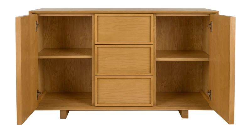 Sideboard Raster High mit Eschenfurnier im Japandi-Look, Natur
