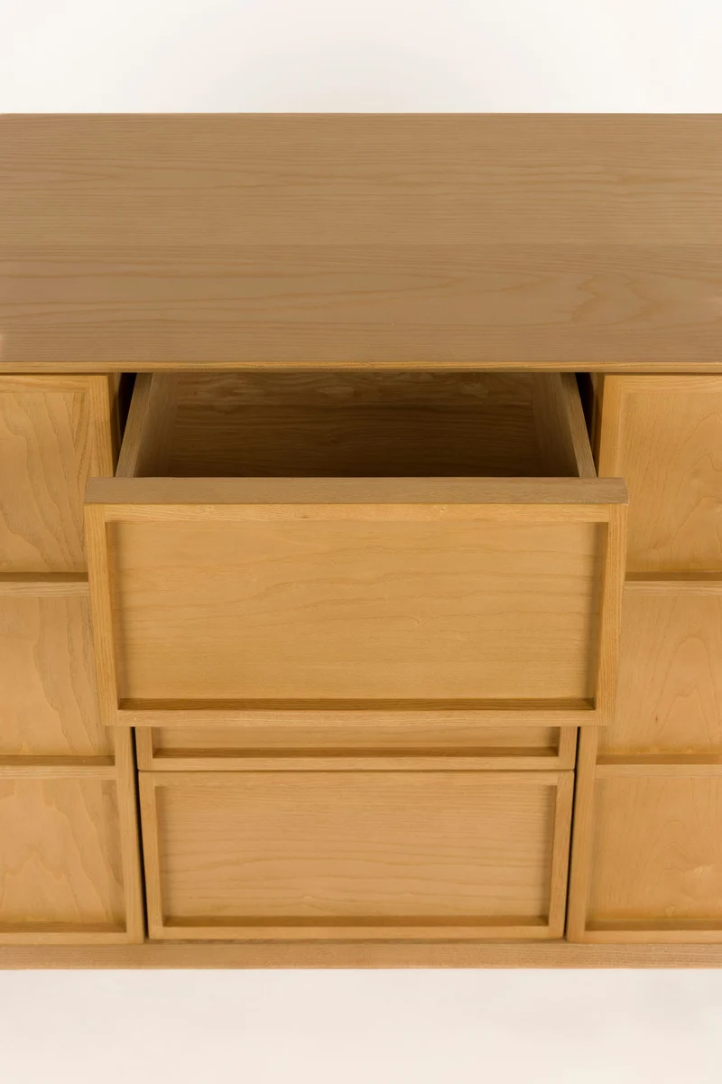 Sideboard Raster High mit Eschenfurnier im Japandi-Look, Natur