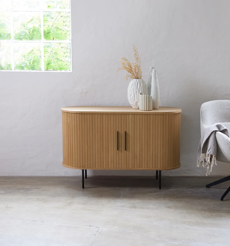 Kommode Gativel 120 cm mit Lamellen in natürlicher Eiche