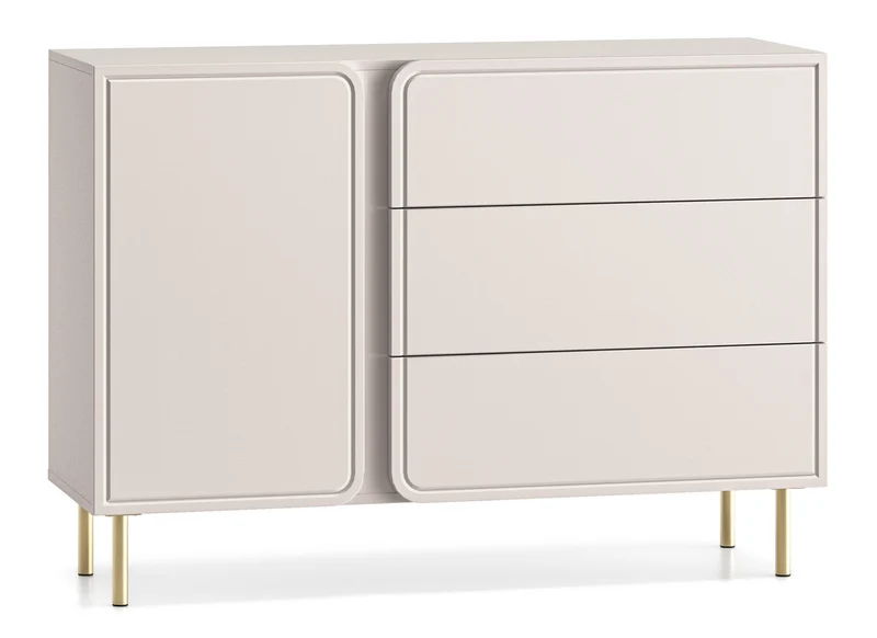 Einzeltür-Kommode Loppa mit drei Schubladen 120 cm Kaschmir