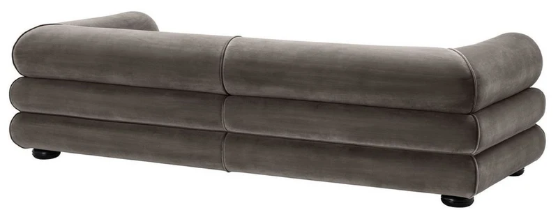 Casa Padrino Luxus Samt Sofa Grau / Schwarz 233 x 96 x H. 65 cm - Wohnzimmer Sofa - Luxus Qualität