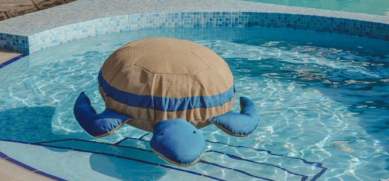 Casa Padrino Luxus Sitzsack Schildkröte Beige / Blau 135 cm